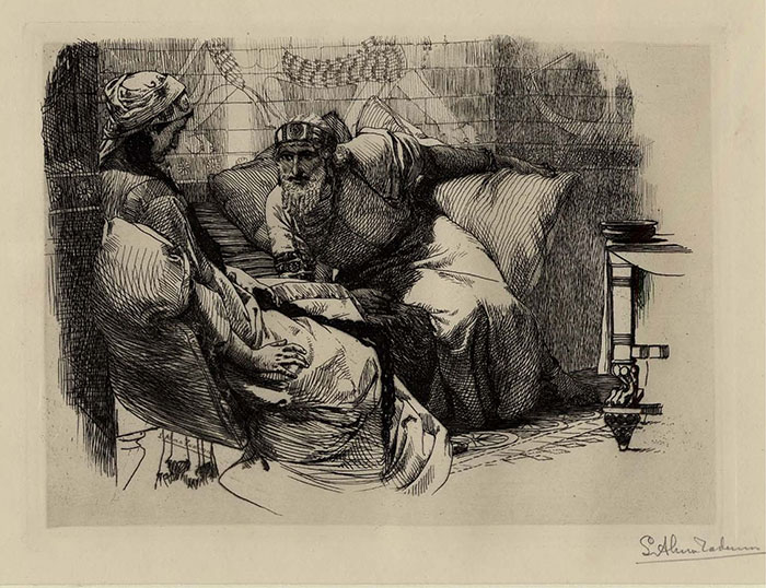 Alma Tadema etching, Zal and Rudabeh