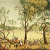 Painting of Cricket match played at Melbourne Cricket Ground on 1 Jan 1864.