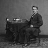 Thomas Edison with his second phonograph, photographed by Levin Corbin Handy in Washington, April 1878. This image is in the public domain in the United States because its copyright has expired. Courtesy of Wikimedia  Commons: https://commons.wikimedia.org/wiki/File:Edison_and_phonograph_edit1.jpg) 